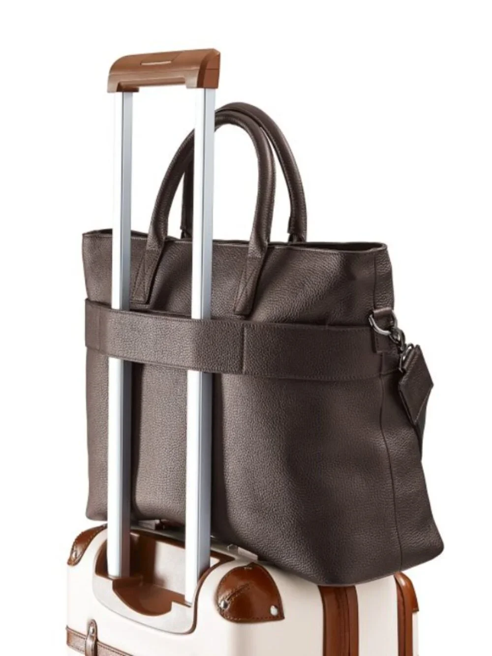 Mark & Graham Men's Leather Briefcase in Cognac Brown